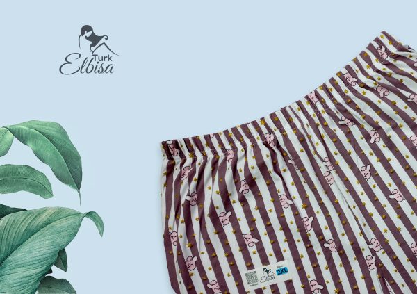 شلوارک طرح راه راه خرگوشی زرشکی 2